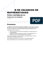 CESI École D'ingénieurs - PGE - Cahier de Vacances de Mathématiques A2 - 2023