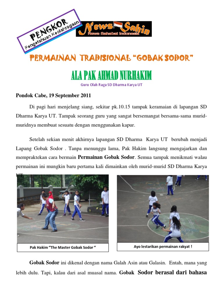 Permainan Gobak Sodor Berasal Dari Daerah - Berbagai Permainan - Gobag Sodor Permainan Tradisional Yogyakarta