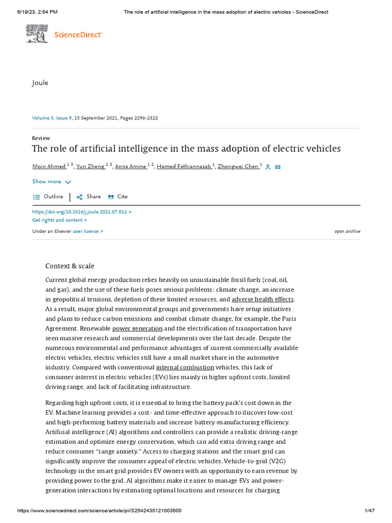The Role of Artificial Intelligence in The Mass Adoption of Electric
