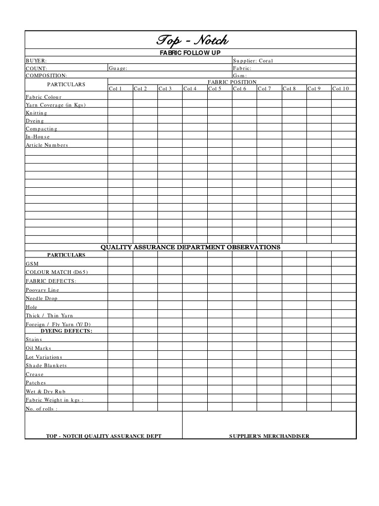 Fabric Inspection Report PDF