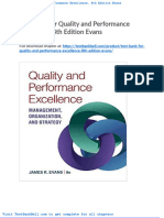 Test Bank For Quality and Performance Excellence 8th Edition Evans