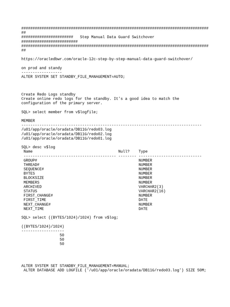 Switchover db11g PDF Databases Data Management Software