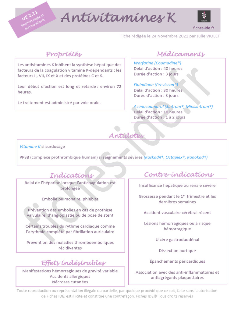 Antivitamines K 2 | PDF