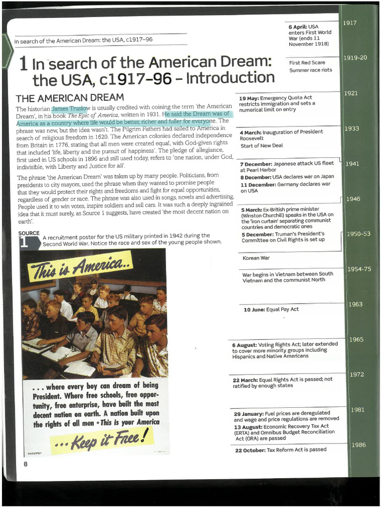 L1 Chapter 1 From Textbook American Dream Edexcel AS PDF