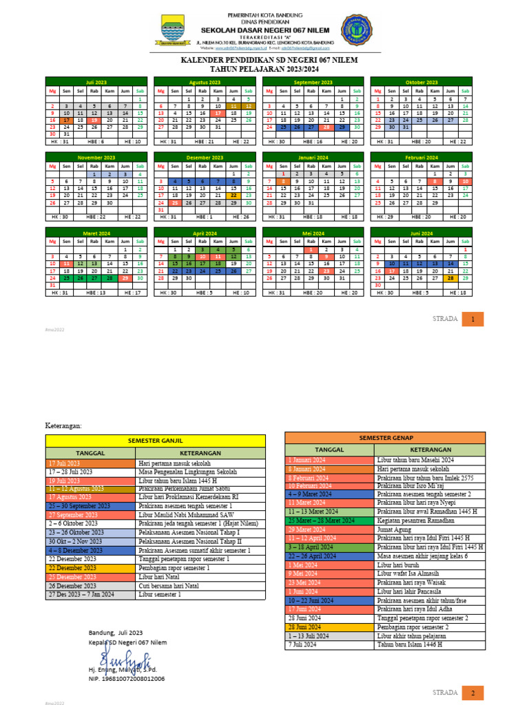 Contoh Kalender Pendidikan SD Negeri | PDF