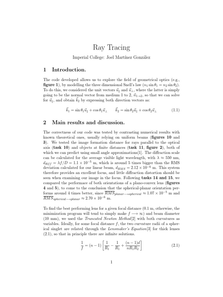 Optical Ray Tracing Analysis | PDF | Optics | Physical Sciences