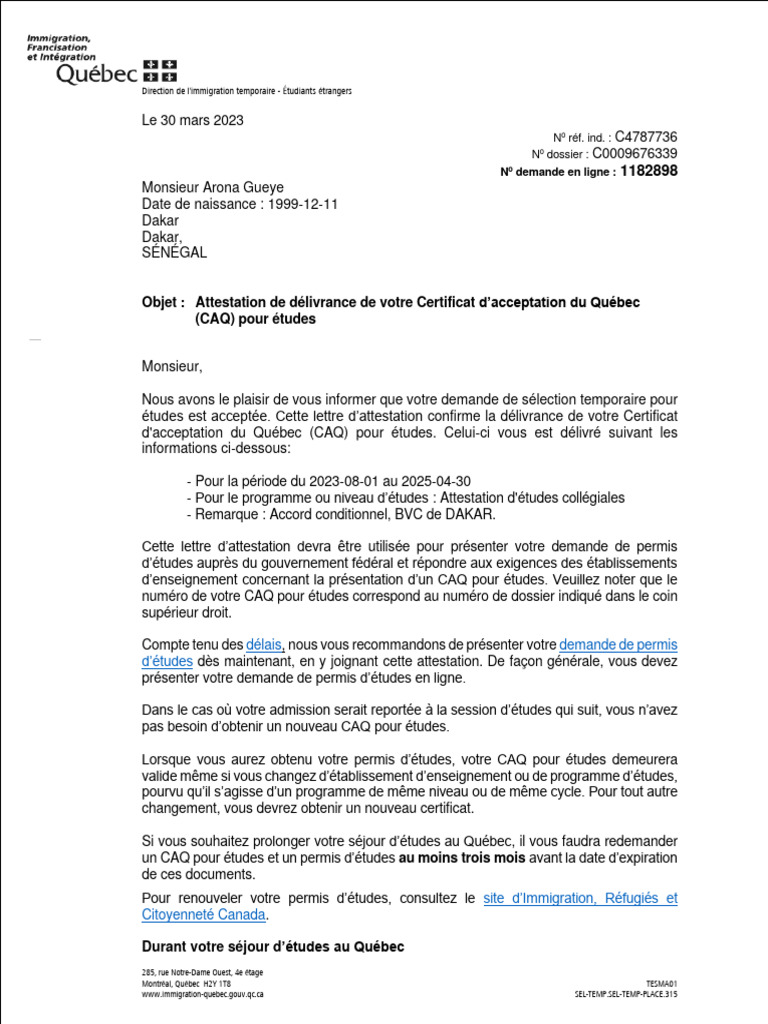 Lettre | PDF | Québec