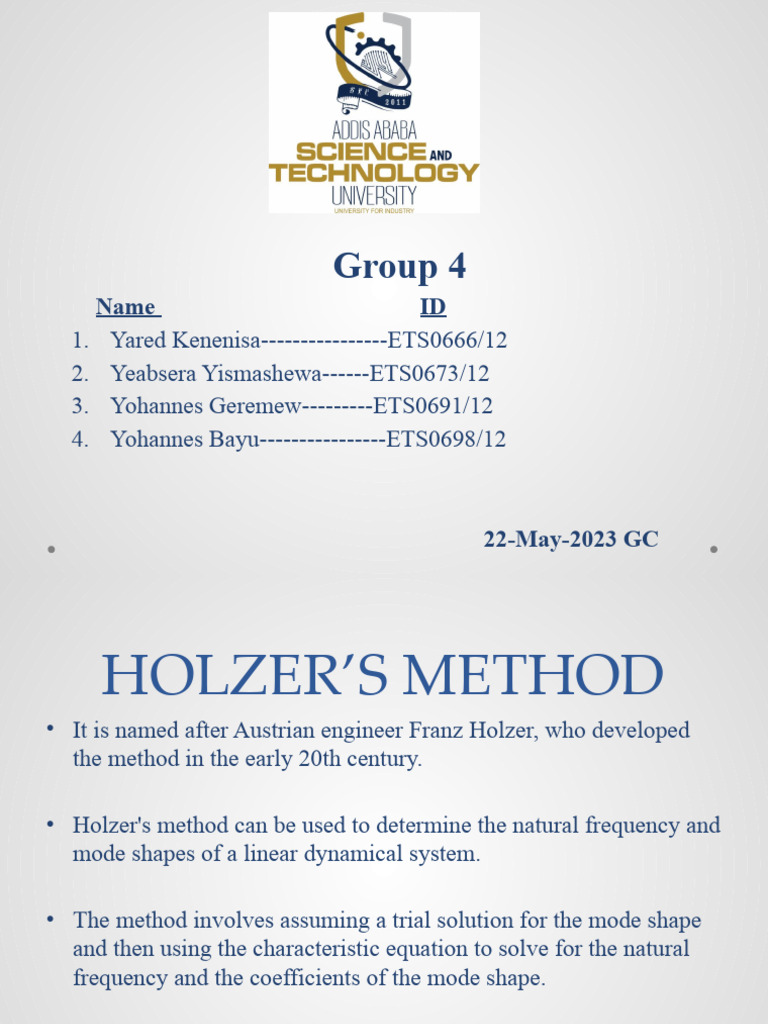 Holzer Method PDF Normal Mode Equations