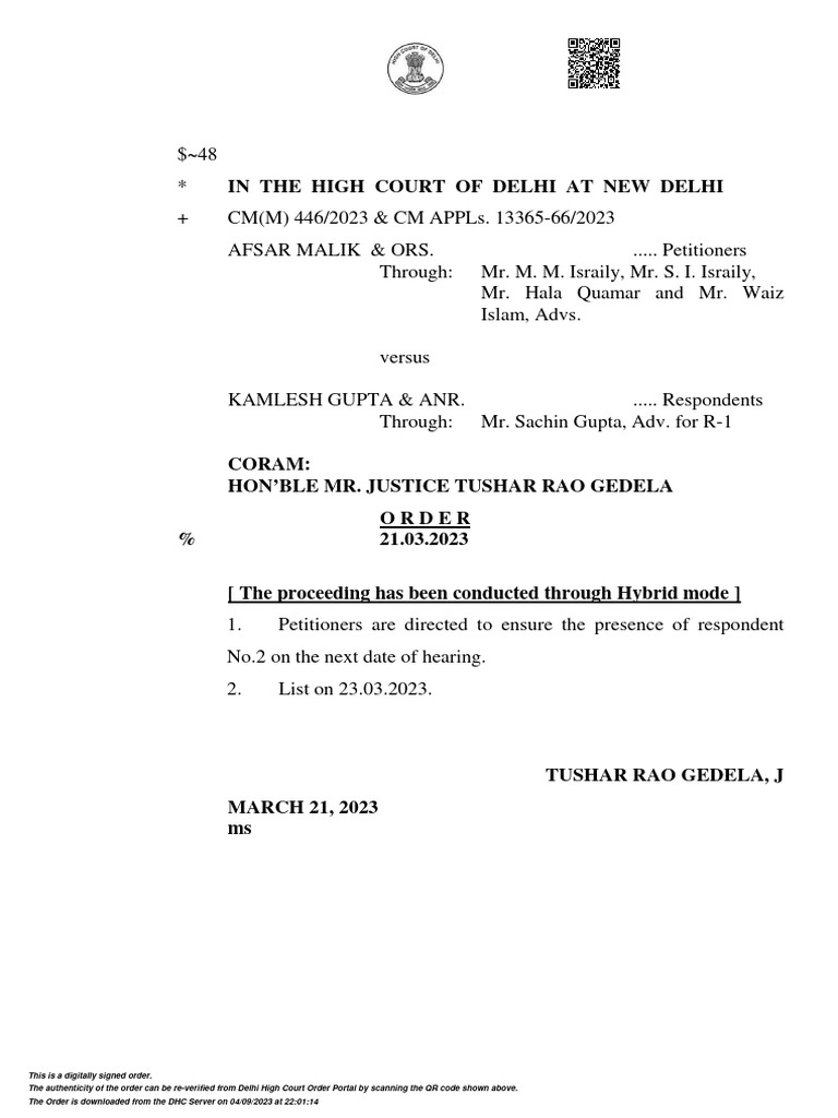 In The High Court of Delhi at New Delhi PDF