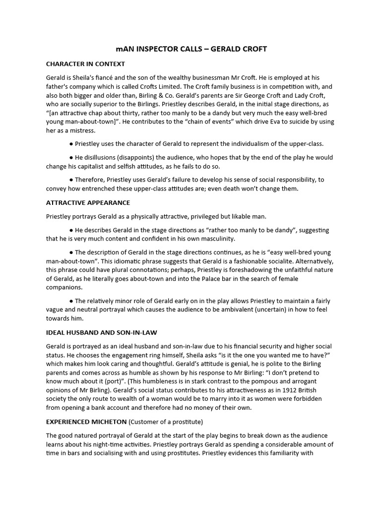 Gerald Croft Notes | PDF | Guilt (Emotion) | Marriage