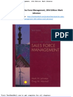 Test Bank For Sales Force Management 10th Edition Mark Johnston