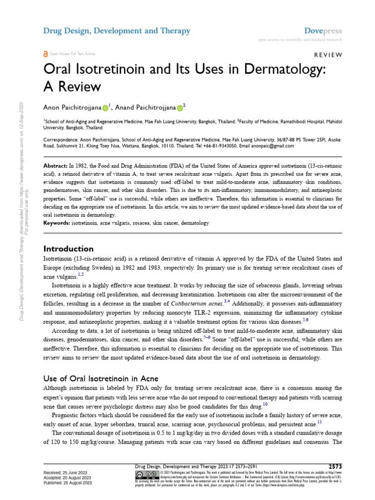 DDDT 427530 Oral Isotretinoin and Its Uses in Dermatology A Review
