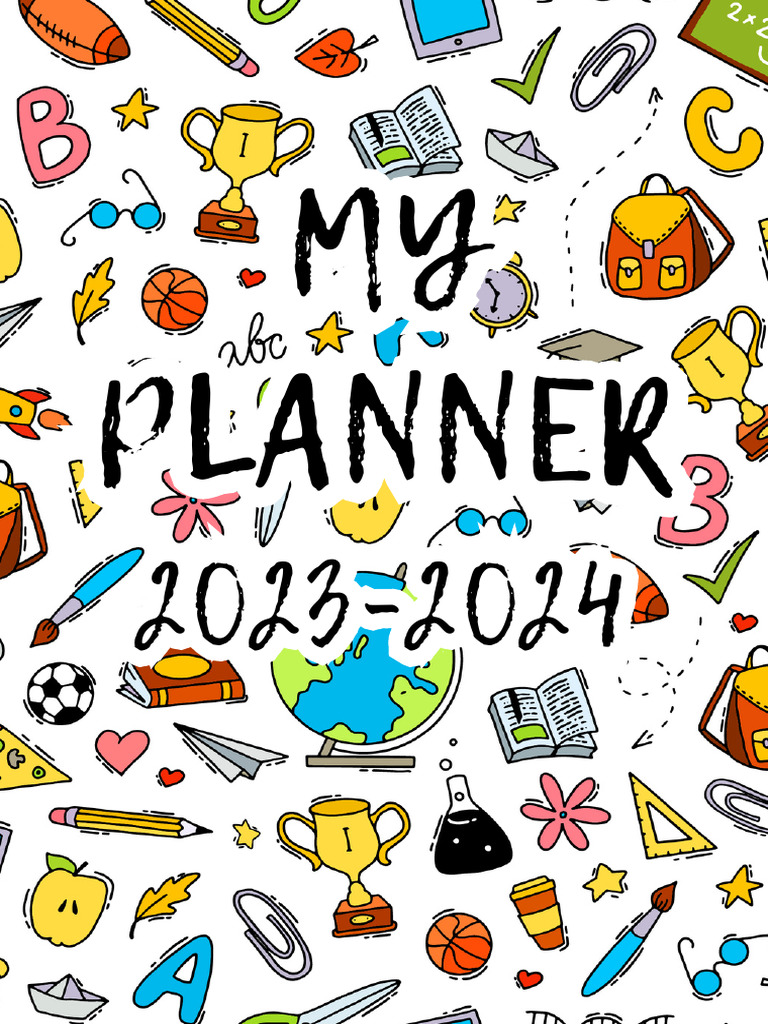 Teacher Planner and School Calendar in Yellow and Black Patterned Style ...