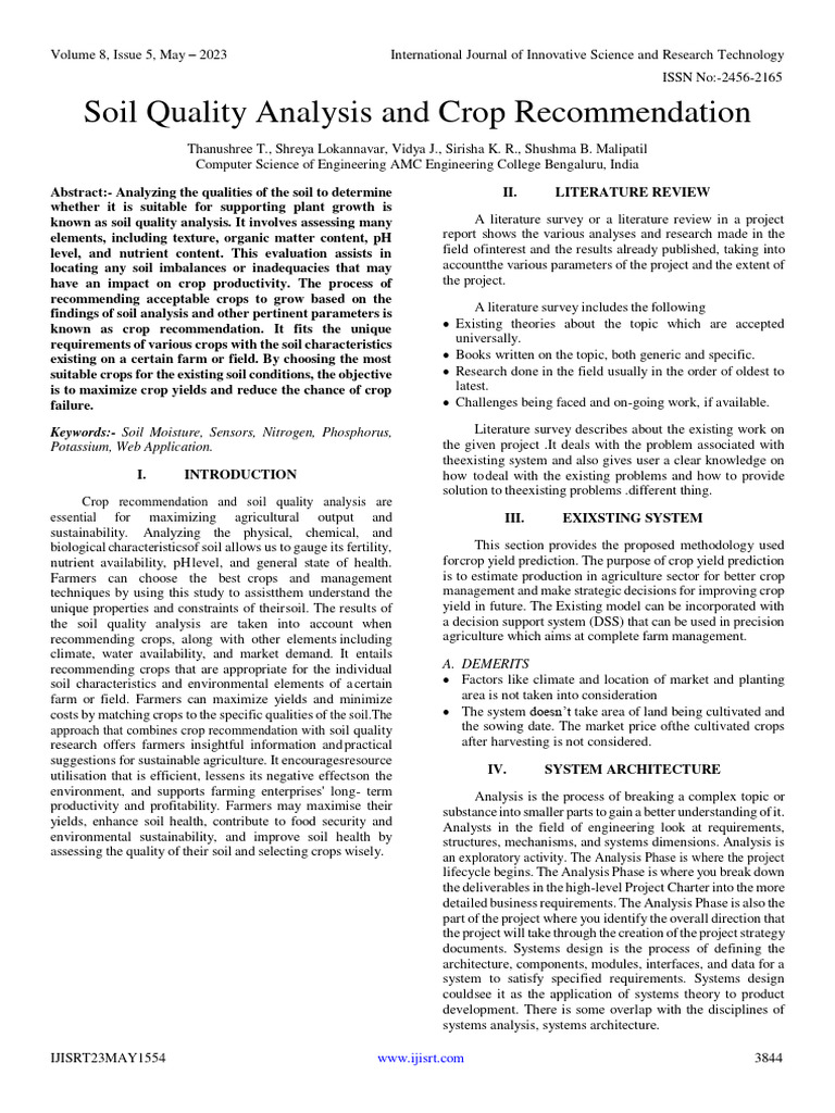 Soil Quality and Crop Recommendation Analysis | PDF | Soil | Agriculture