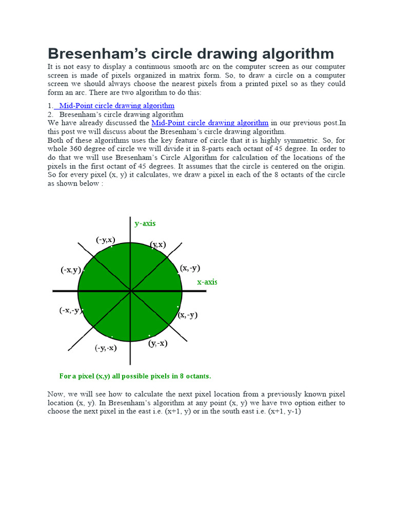 Bresenham Circle | PDF | Theoretical Computer Science | Algorithms And ...