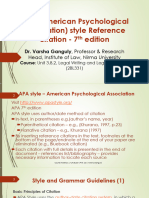 On LMS LWLR 2023-APA Style of Citation, 7th Edition-Prof Varsha Ganguly