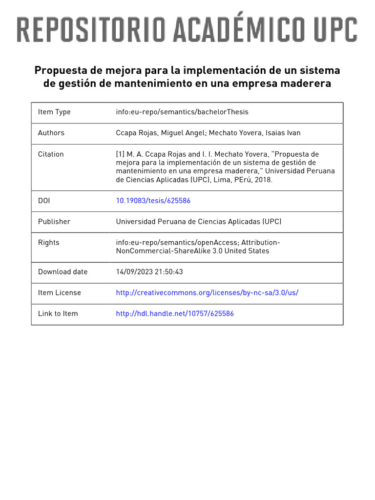 Mejora en gestión de mantenimiento maderera | PDF | Science
