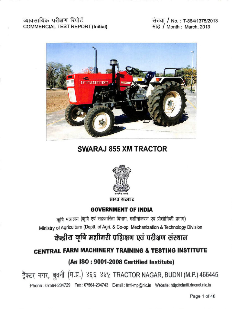 Swaraj 855 XM Tractor PDF