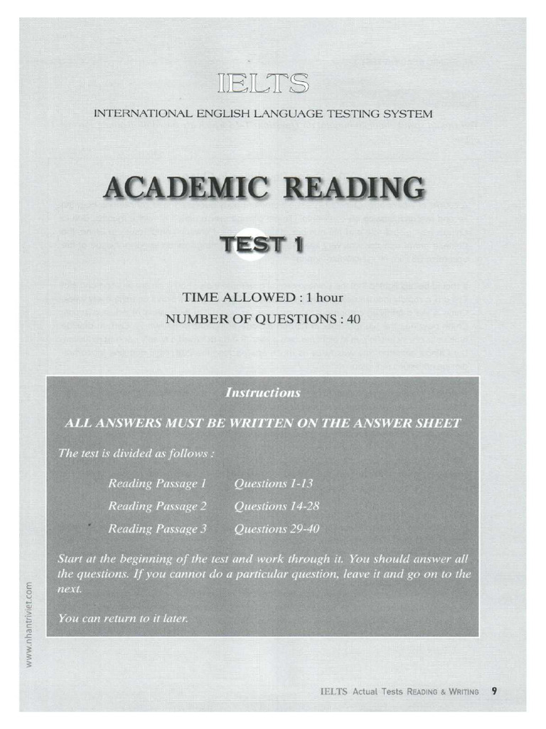 Reading Test 1 | PDF