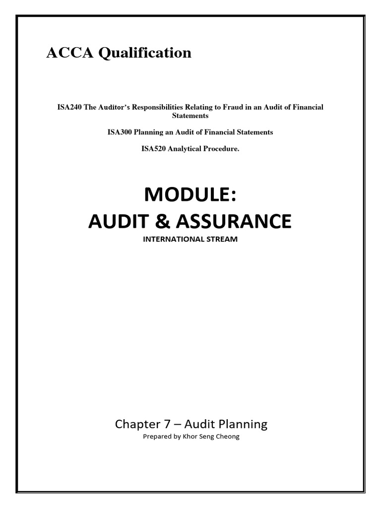 Chapter+7 Audit+Planning | PDF | Audit | Financial Audit
