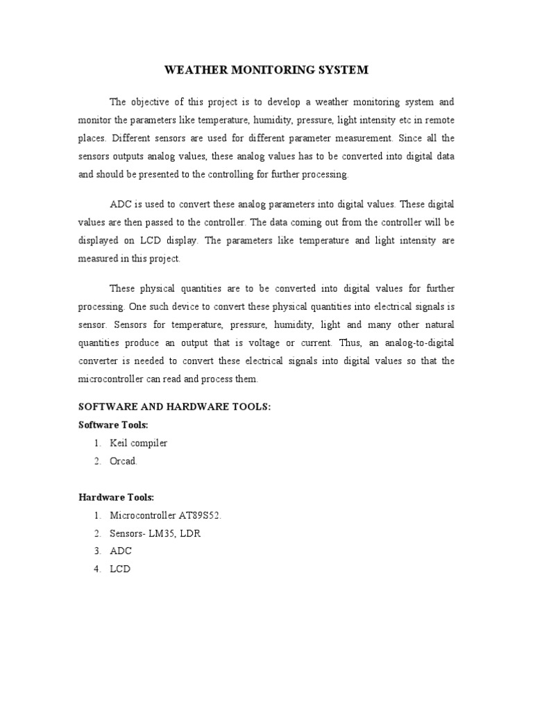 Weather Monitoring System Block Diagram | PDF | Technology & Engineering