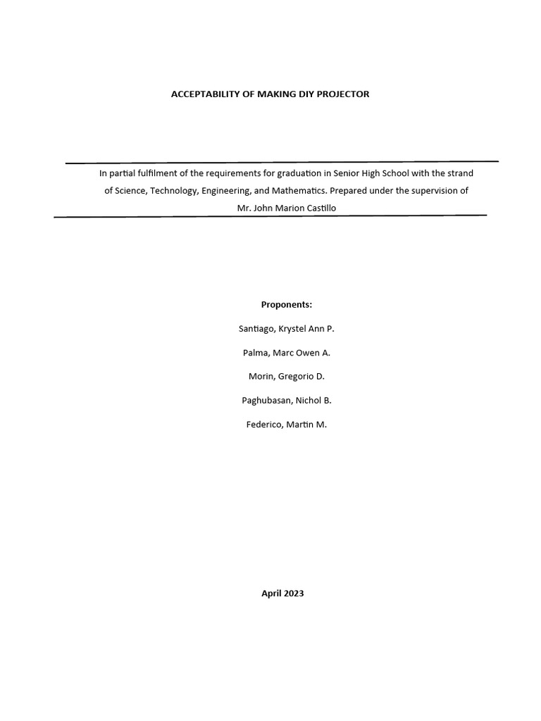 Acceptability of Making Diy Projector | PDF
