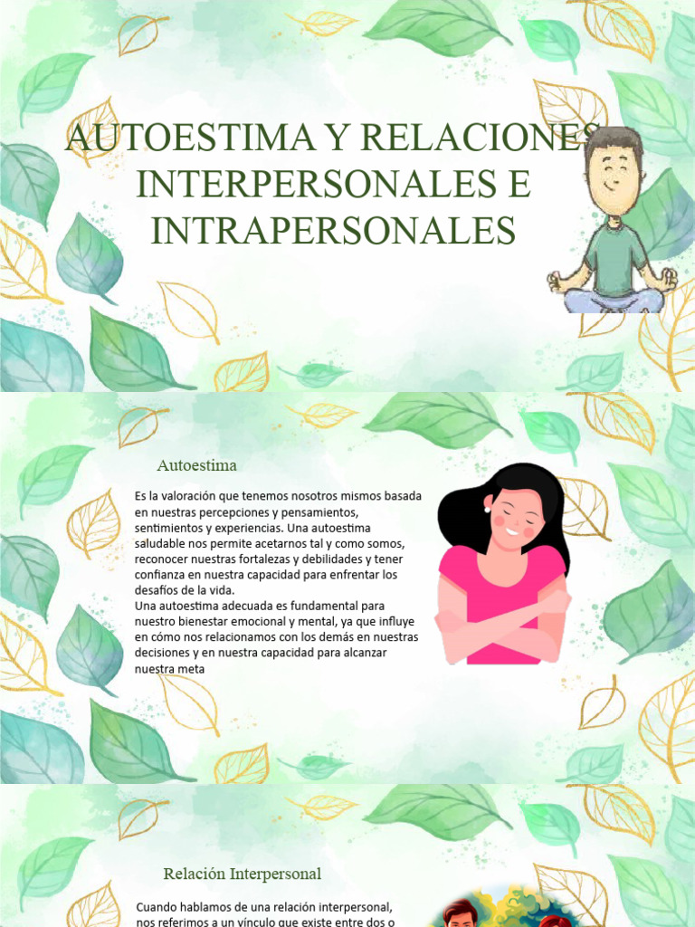Autoestima y Relaciones Intrapersonales | PDF