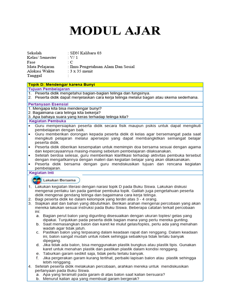 Modul Ajar Kelas 5 Ipas Fitri Widyawati | PDF | Karier & Perkembangan ...