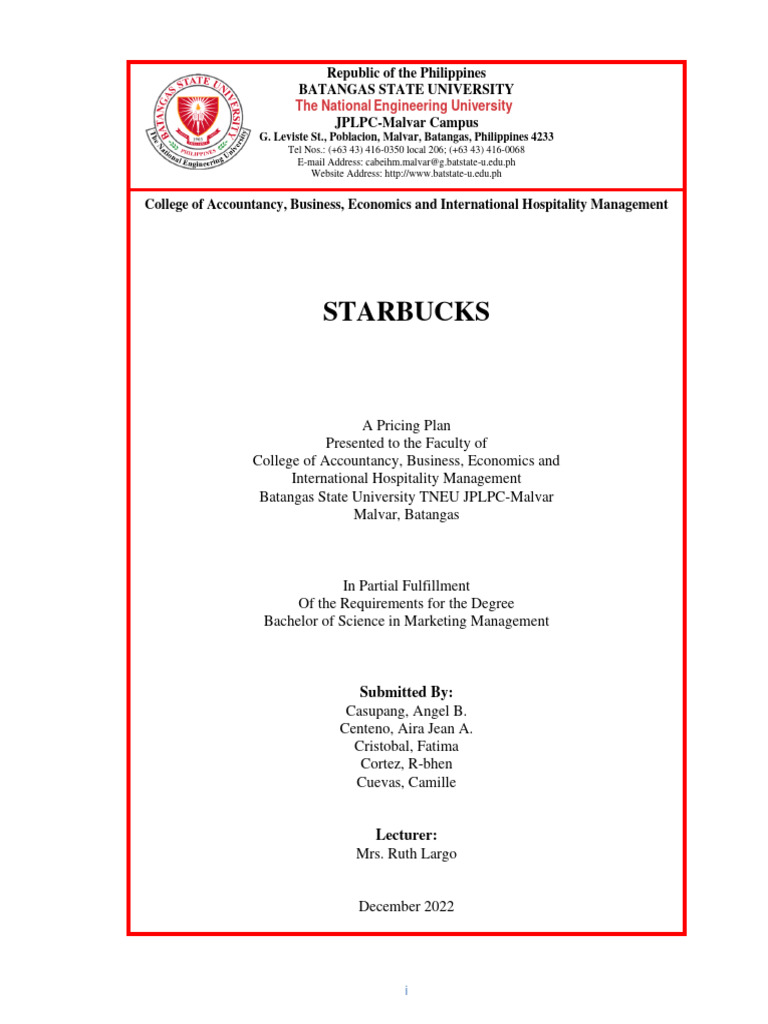 Starbucks Final Pdf Cost Of Living Demand