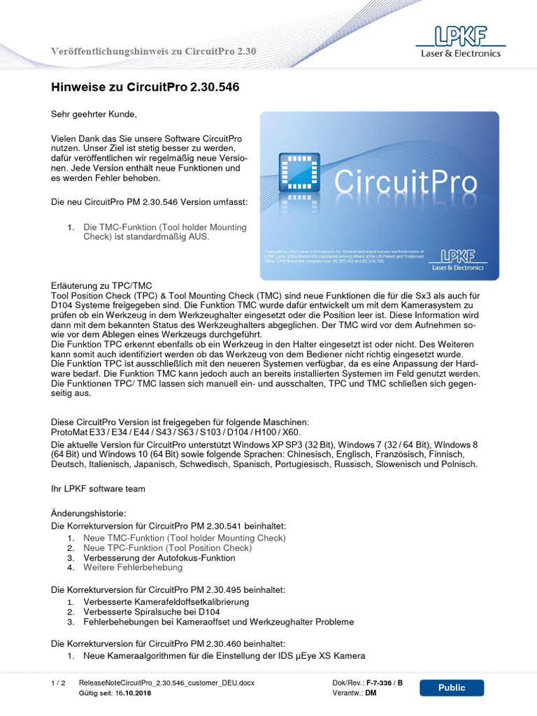 3100 Release Note Circuitpro 2 30 546 de | PDF