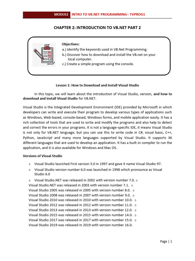 Tvprog1 - Chapter 2-Module | PDF | Computer Program | Programming