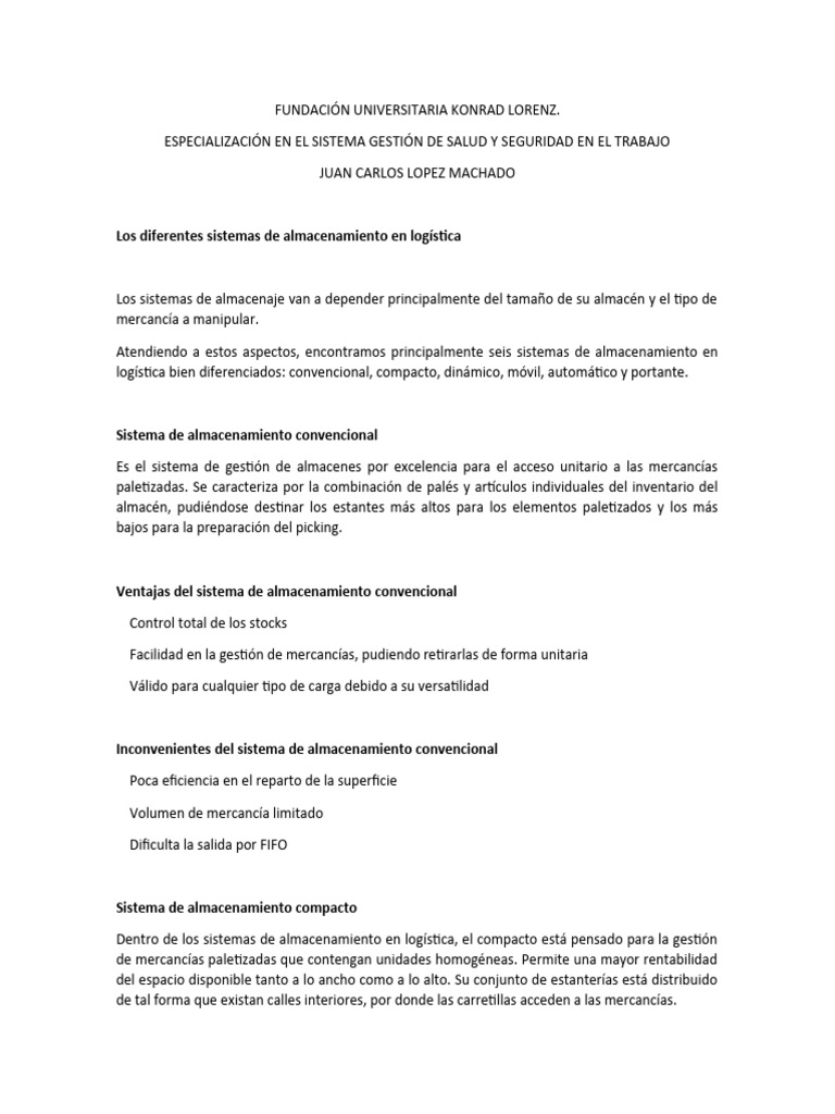 Sistemas de Almacenamiento en Logística | PDF | Almacén | Logística