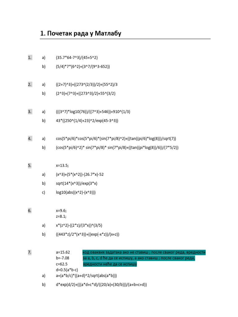 Matlab Primeri - Srpska Verzija Knjige | PDF