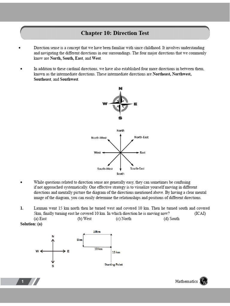 Direction Sense and Navigation Test | PDF | Geometry | Elementary Geometry