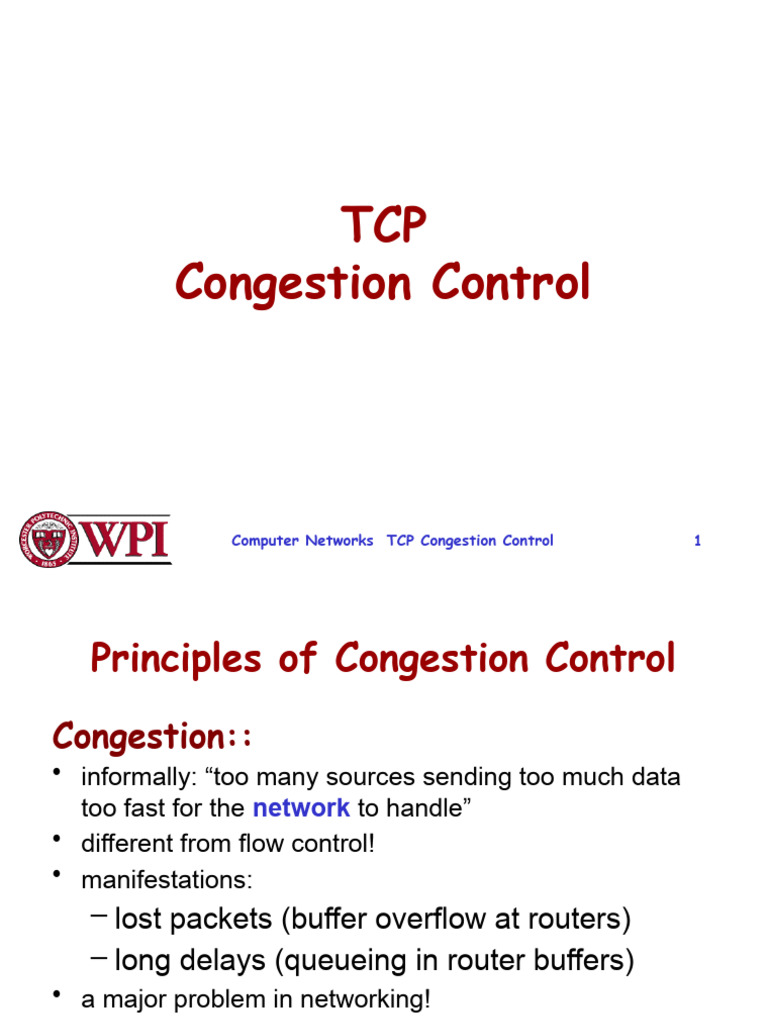 Computer Networks TCP Congestion Control 1 | PDF | Transmission Control ...