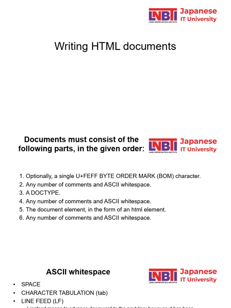 Writing HTML Document | PDF | Html Element | Html
