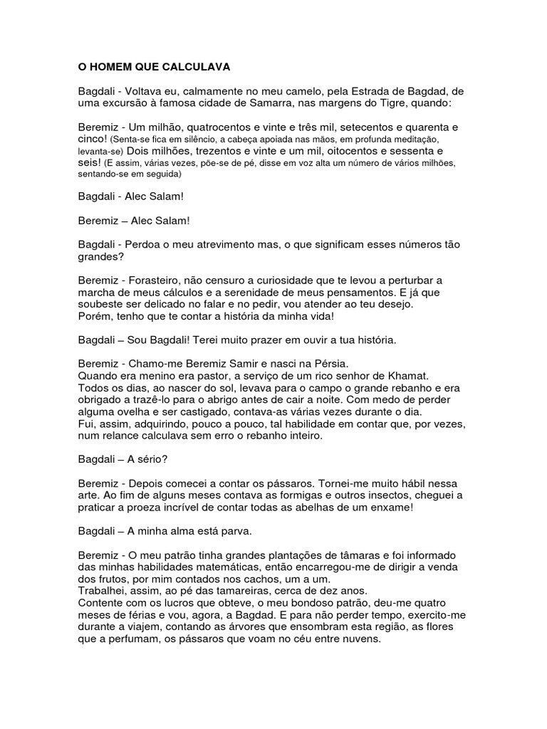 O Homem Que Calculava Modelos E Sínteses