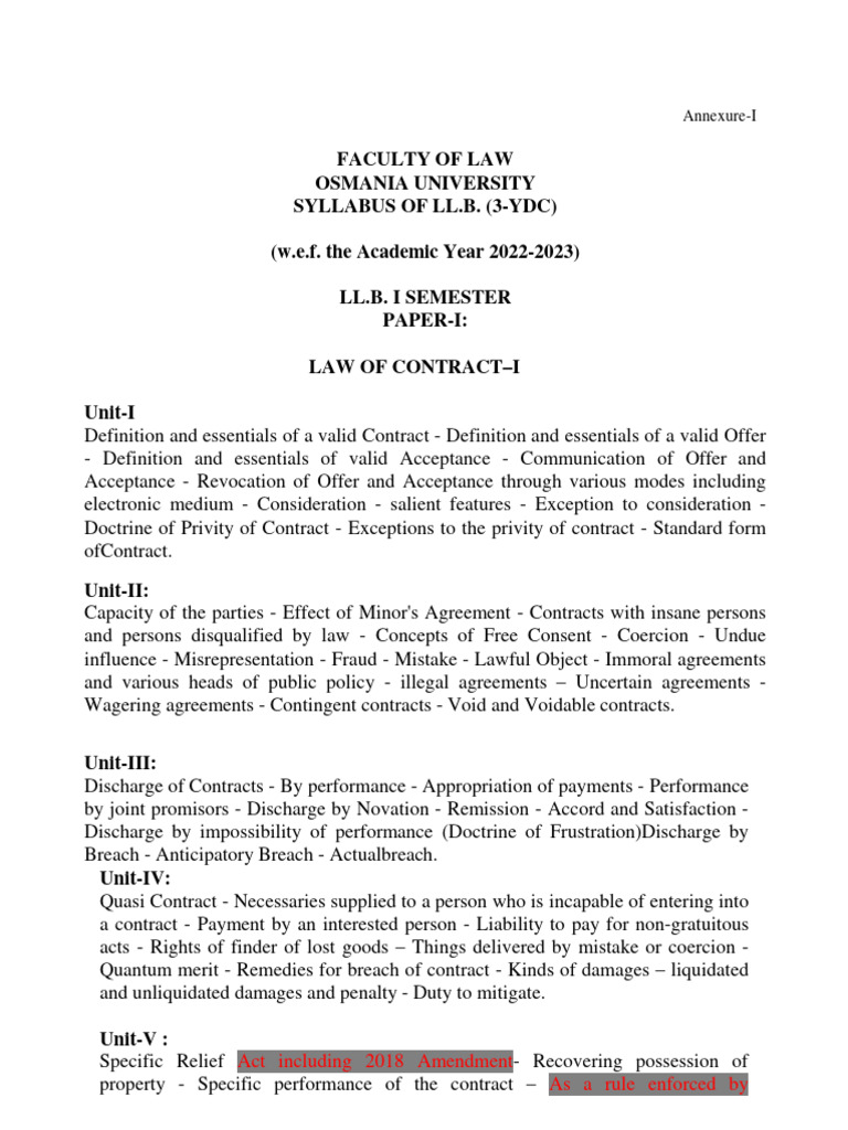 New Syllabus of LLB 3YDC 2020-2021 | PDF | Tort | Evidence (Law)