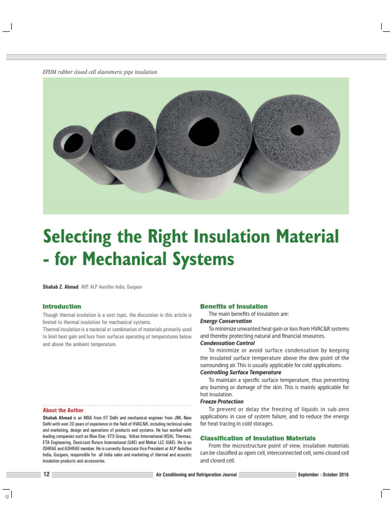 Selecting Insulation for Mechanical Systems | PDF | Polystyrene | Humidity
