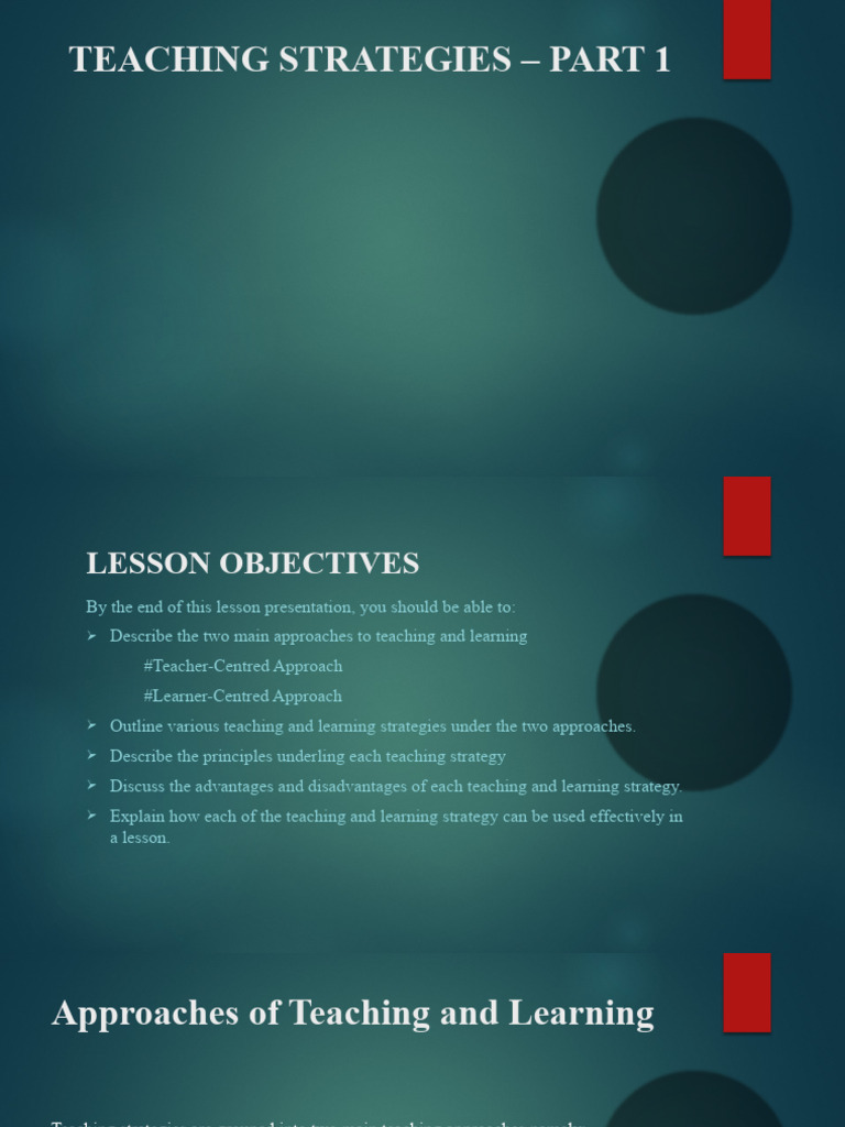 Teaching Strategies: Approaches Explained | PDF | Teachers | Learning