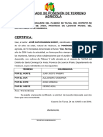 Certificado de Posesión de Terreno Agricola José Astuhuaman Godoy