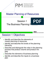 Master Planning of Resources: Session 1 The Business Planning Process