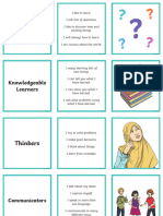 Pyp Learner Profile Matching Cards English