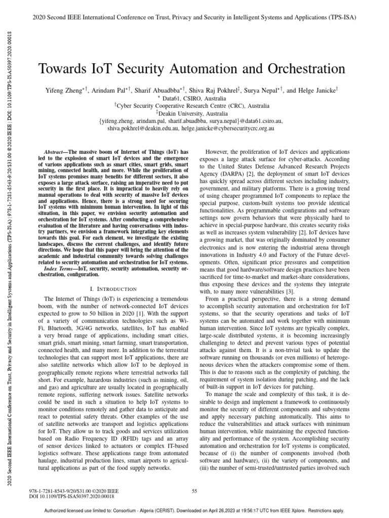 IoT Security Automation Framework | PDF | Internet Of Things | Computer ...