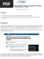 Statistics Analytics Hypothesis Testing Z Test T Test