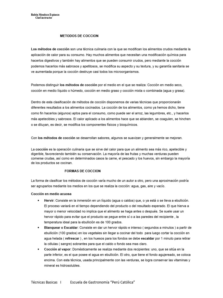 Metodos de Coccion 2017 | PDF | Cocinando | Fritura