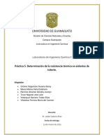 Universidad de Guanajuato: Práctica 5. Determinación de La Resistencia Térmica en Aislantes de Tubería