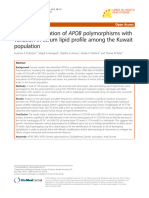 Genetic Association of APOB Polymorphisms With Variation in Serum Lipid Profile Among The Kuwait Population