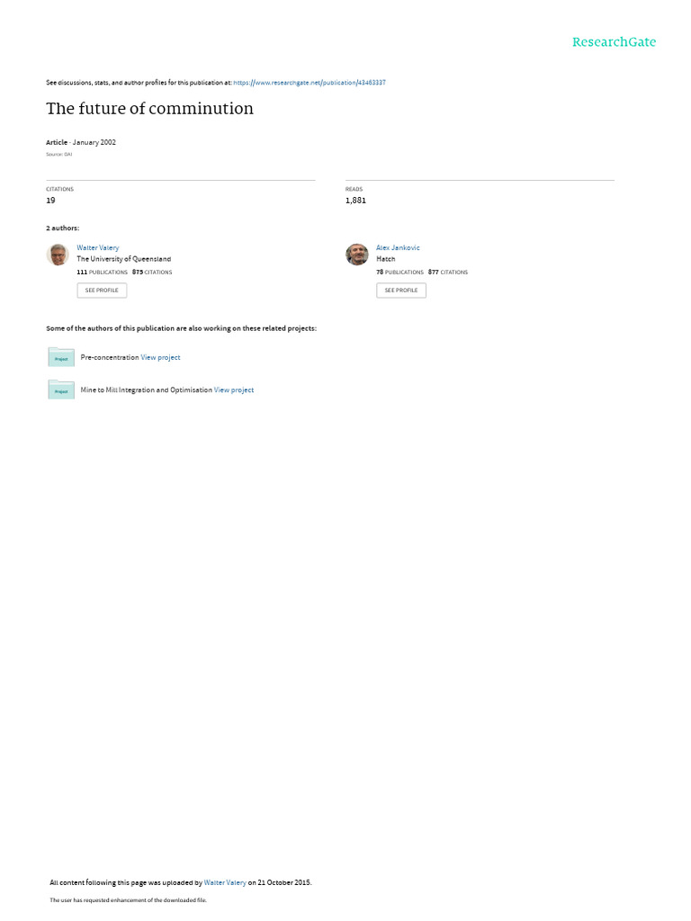 The Future Of Comminution Pdf Mill Grinding Secondary Sector Of