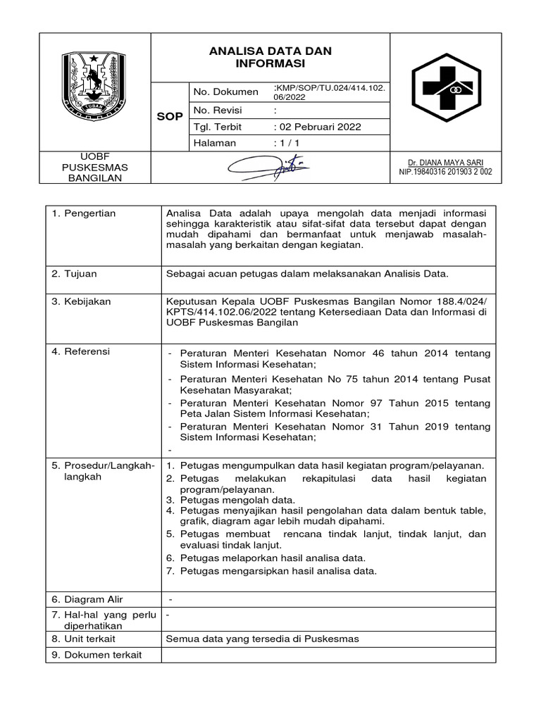 Sop Analisis Data Dan Informasi | PDF